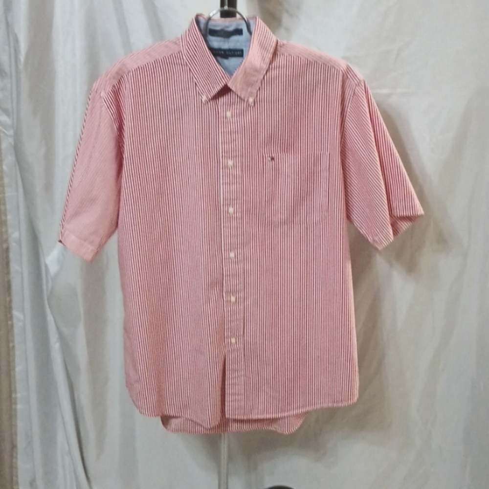 vintage tommy hilfiger striped Button Up SZ L